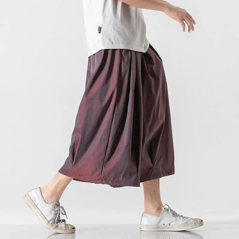 Herren Weit geschnittene Culotte-Loungehose mit tiefem Schritt und elastischem Tunnelzug Nord Taschen