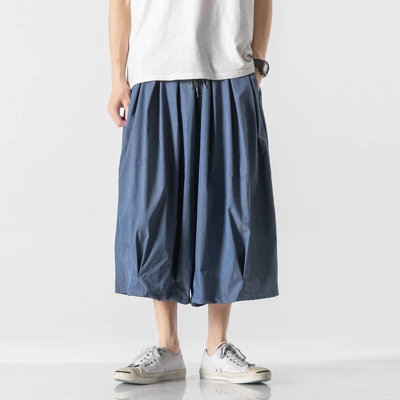 Herren Weit geschnittene Culotte-Loungehose mit tiefem Schritt und elastischem Tunnelzug Nord Taschen