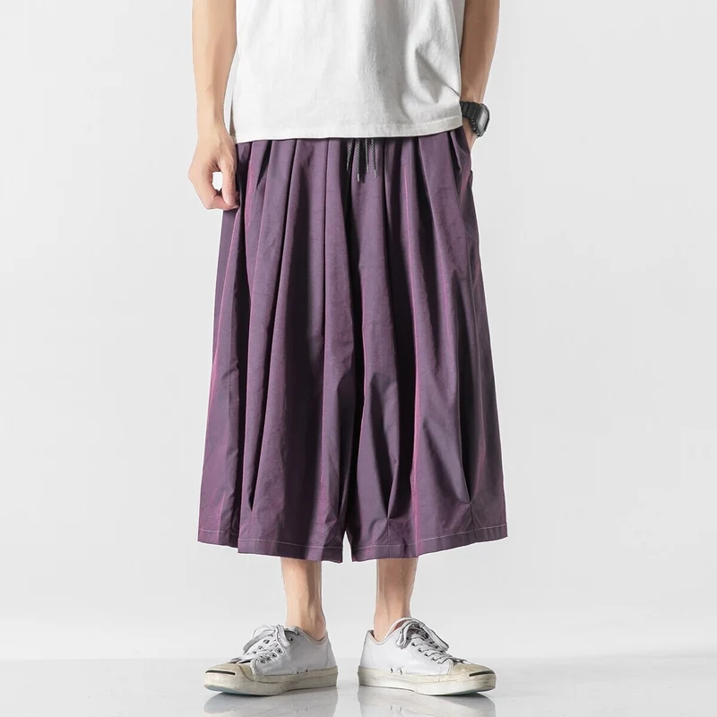 Herren Weit geschnittene Culotte-Loungehose mit tiefem Schritt und elastischem Tunnelzug Nord Taschen