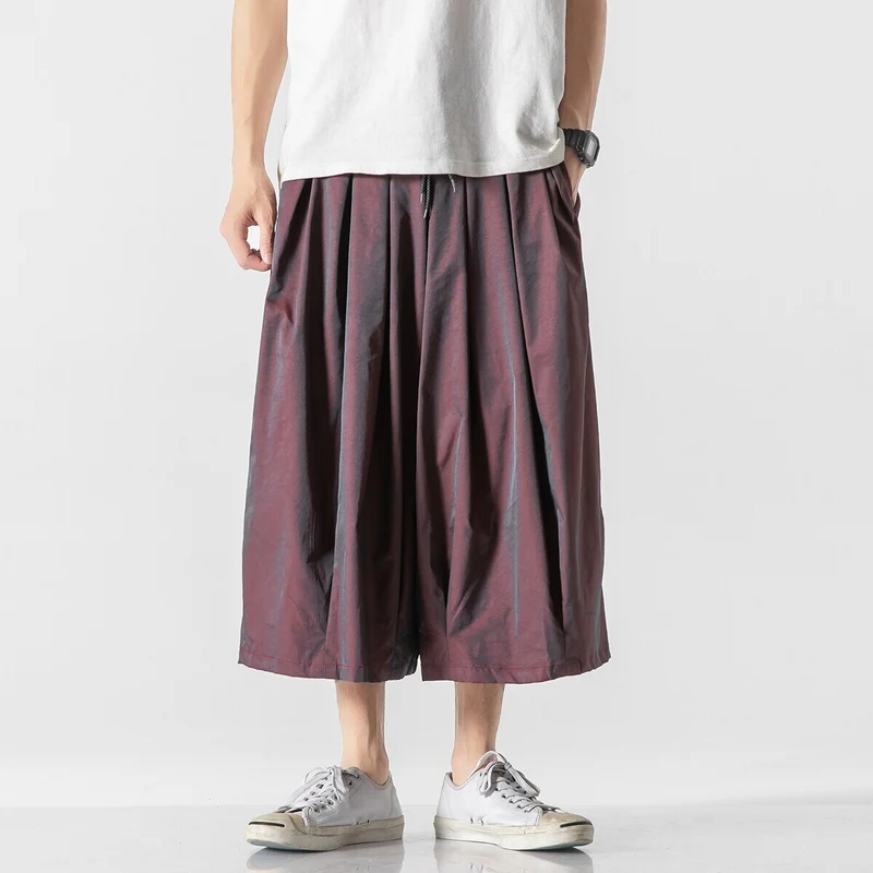 Herren Weit geschnittene Culotte-Loungehose mit tiefem Schritt und elastischem Tunnelzug Nord Taschen