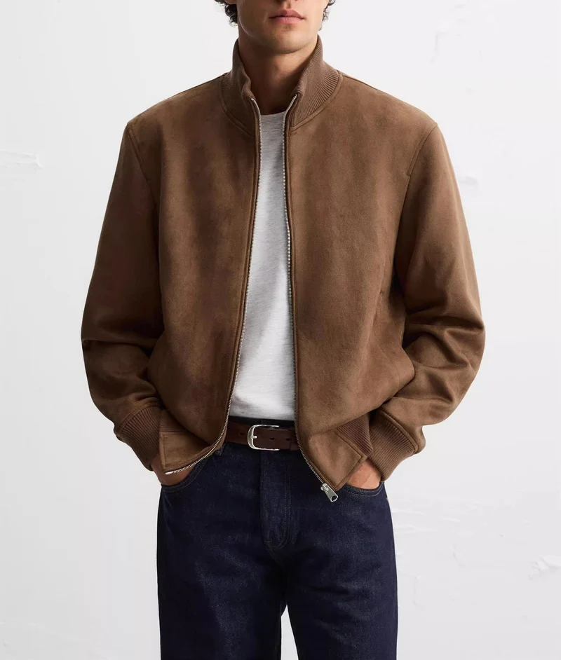 Herren Übergangsjacke im modernen Wildleder-Look Hedi-Mode