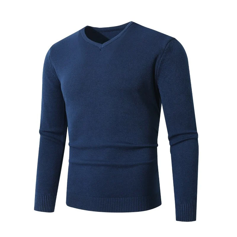 Herren Schmal geschnittener Feinstrick‑V‑Neck-Pullover mit Rippbund und atmungsaktiver Baumwollmischung Nord Taschen