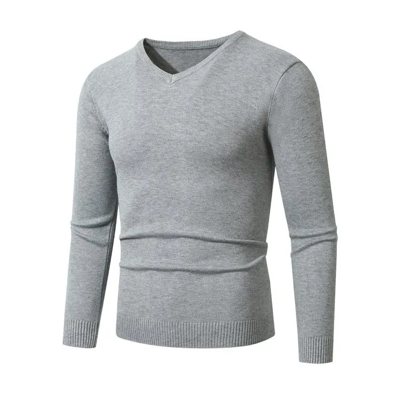 Herren Schmal geschnittener Feinstrick‑V‑Neck-Pullover mit Rippbund und atmungsaktiver Baumwollmischung Nord Taschen