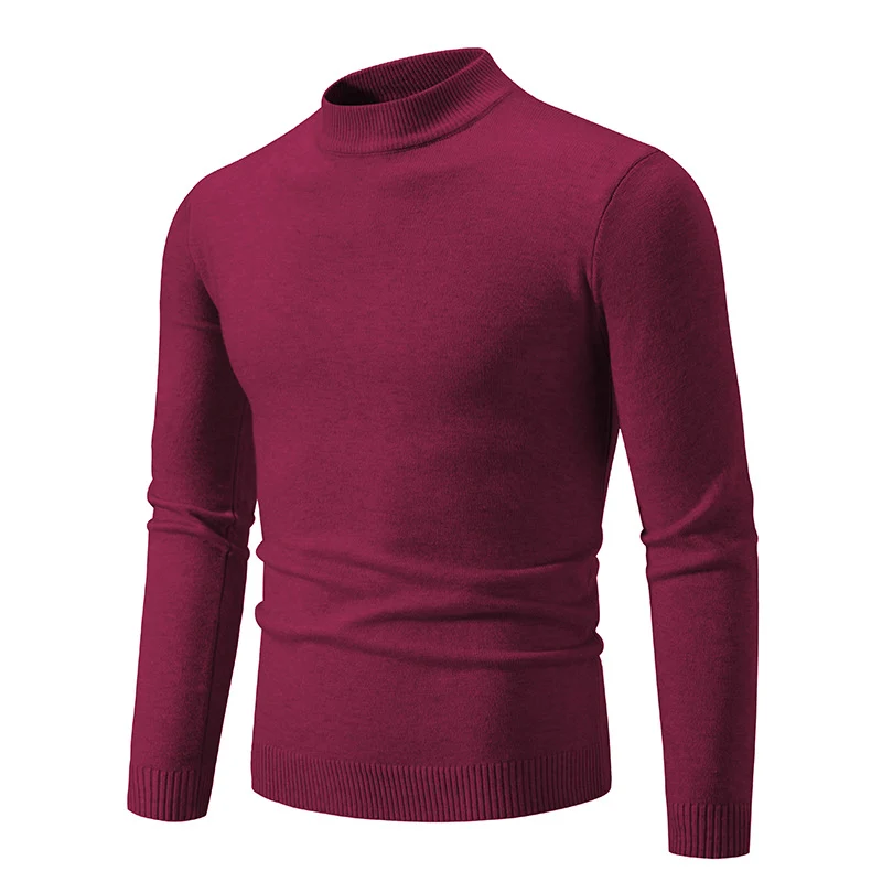 Herren Schmal geschnittener Feinstrick‑Mockneck‑Pullover mit geripptem Kragen und Saum Nord Taschen