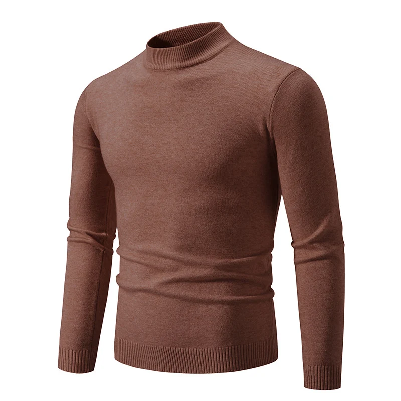 Herren Schmal geschnittener Feinstrick‑Mockneck‑Pullover mit geripptem Kragen und Saum Nord Taschen