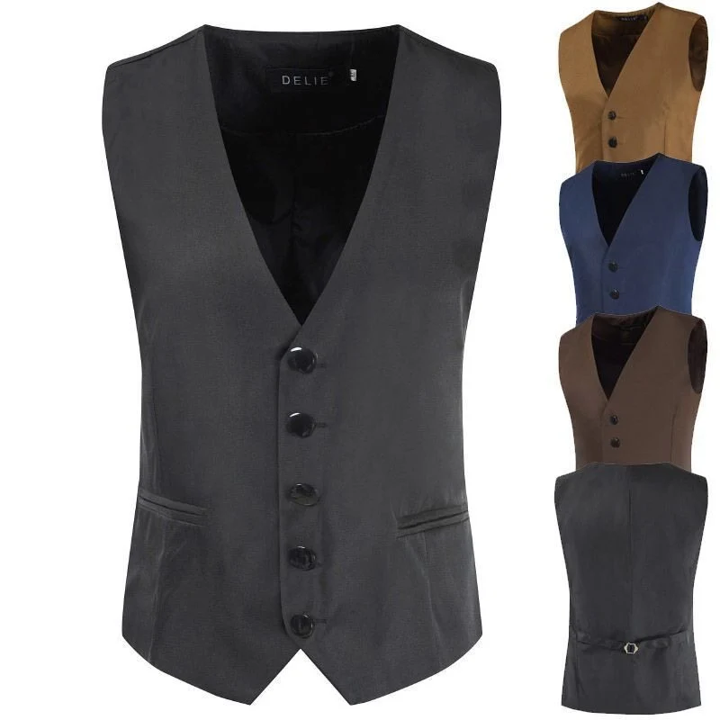 Herren Satin-Smokingsweste mit taillierter Passform, V-Ausschnitt und eleganter Knopfleiste Nord Taschen