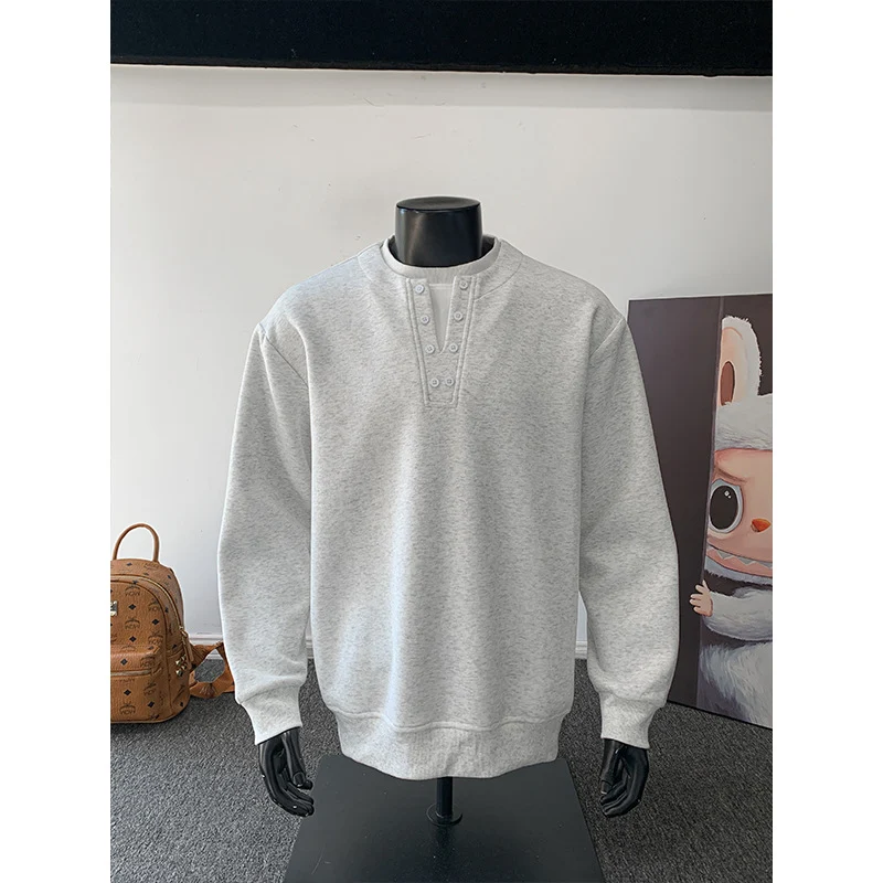 Herren Sweatshirt mit Henley-Knopfleiste, relaxed Fit und gerippten Bündchen Nord Taschen