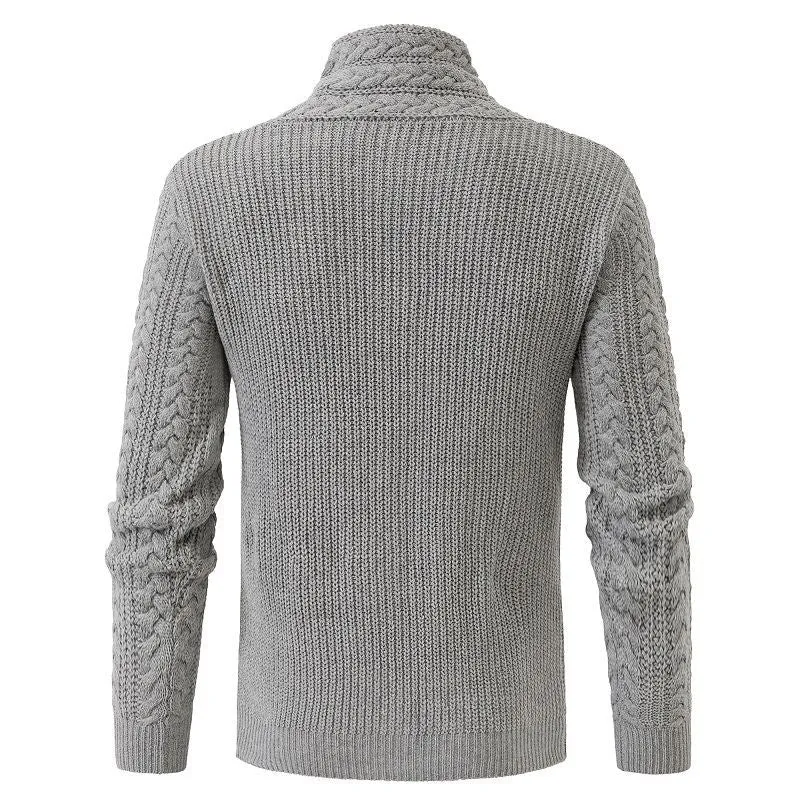 Herren Strukturiertes Zopfmuster-Mockneck-Pullover mit asymmetrischer Riegelverzierung Nord Taschen