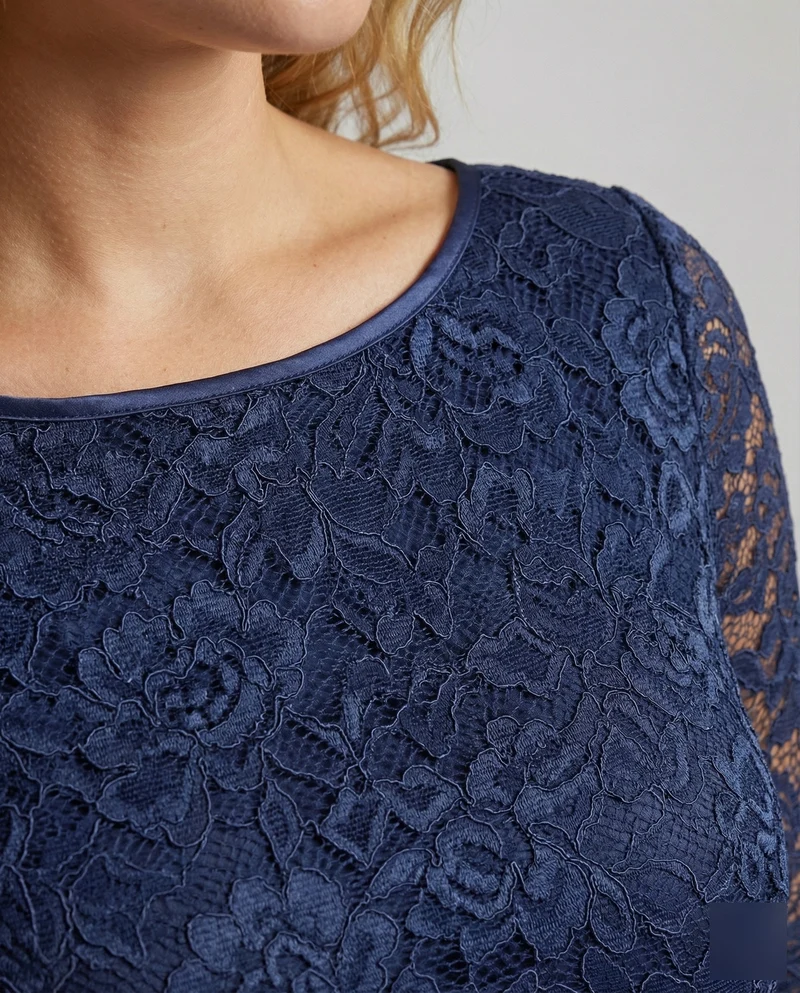 Damen Abendkleid Spitzenoberteil 3/4-Arm Tüllrock