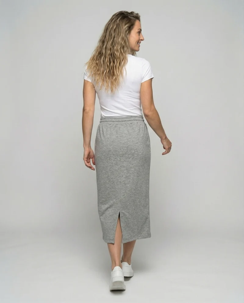 Damen sportlicher Sweat-Midirock mit Kordelzug