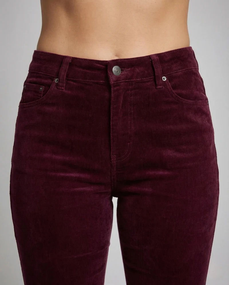 Damen Cordhose Schlag High Waist Stretch Avellé