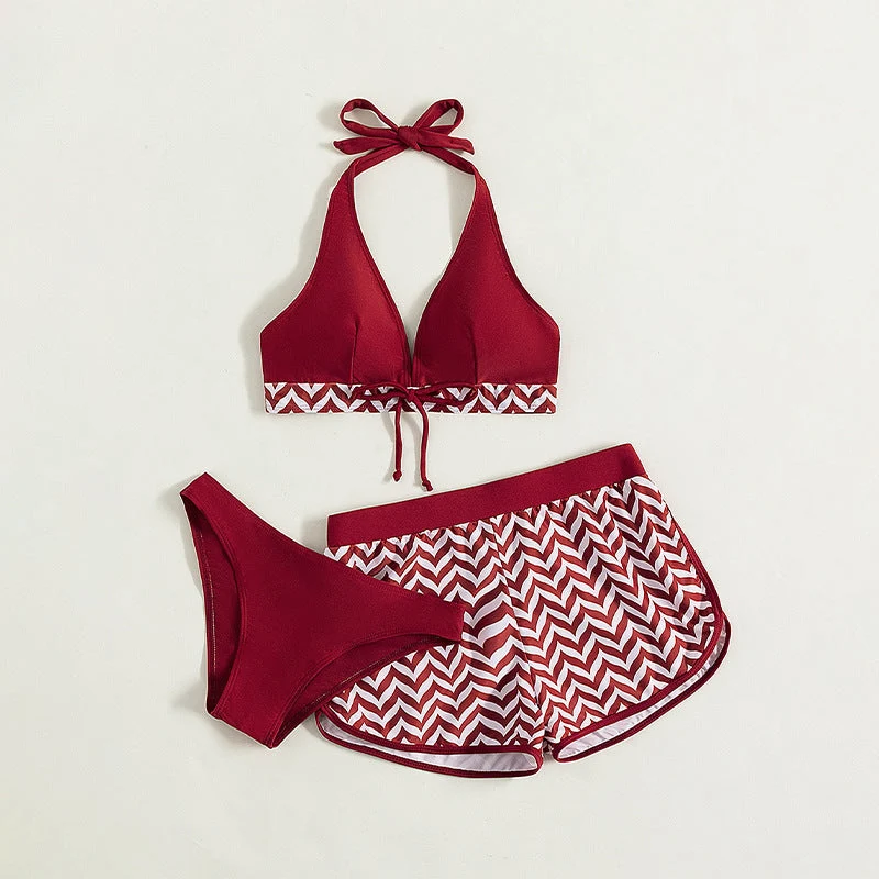 Damen Sportliches Bikini-Set mit hochgeschlossenem Oberteil und lässigen Shorts Nord Taschen
