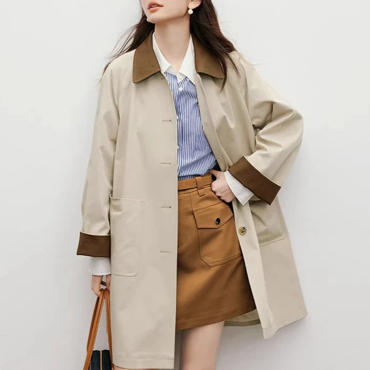 Damen Modische Übergangsjacke mit kontrastreichen Ärmeln Nord Taschen