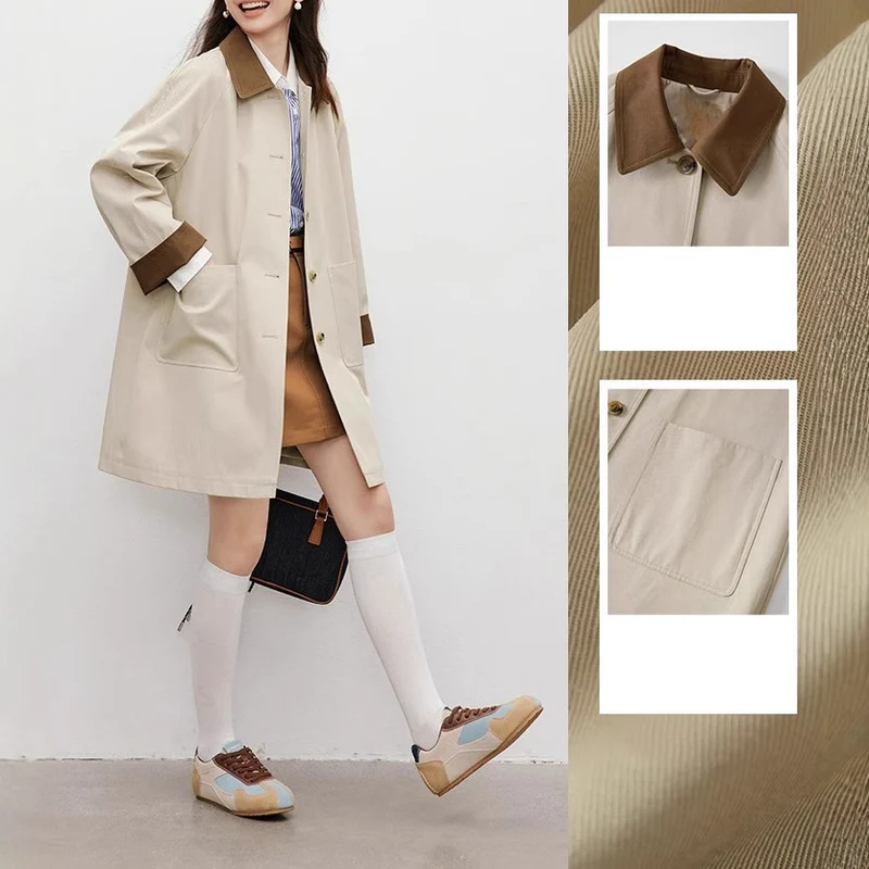 Damen Modische Übergangsjacke mit kontrastreichen Ärmeln Nord Taschen