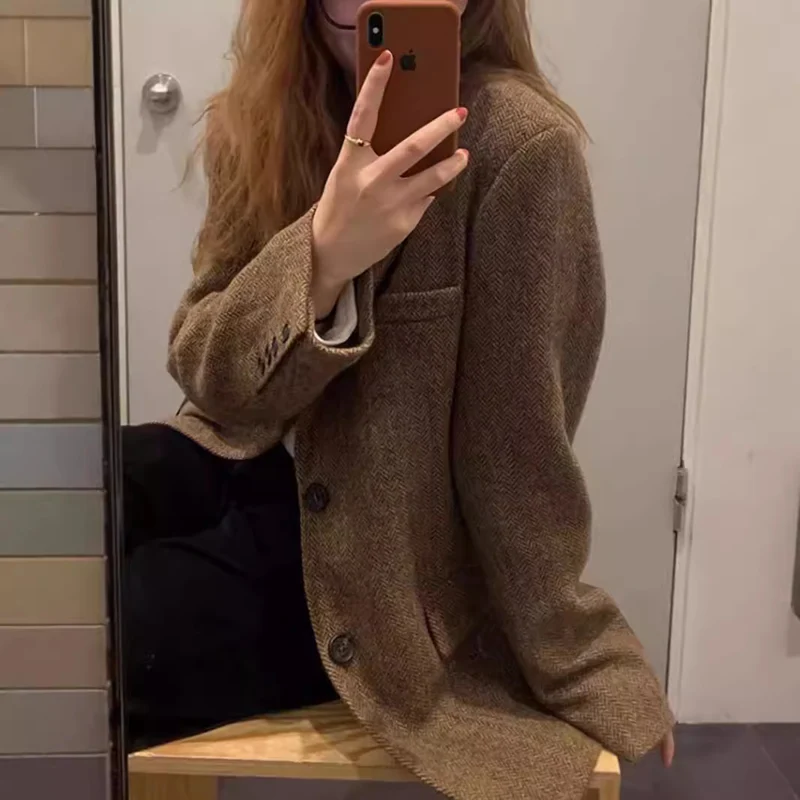 Damen Modischer Tweedblazer Nord Taschen