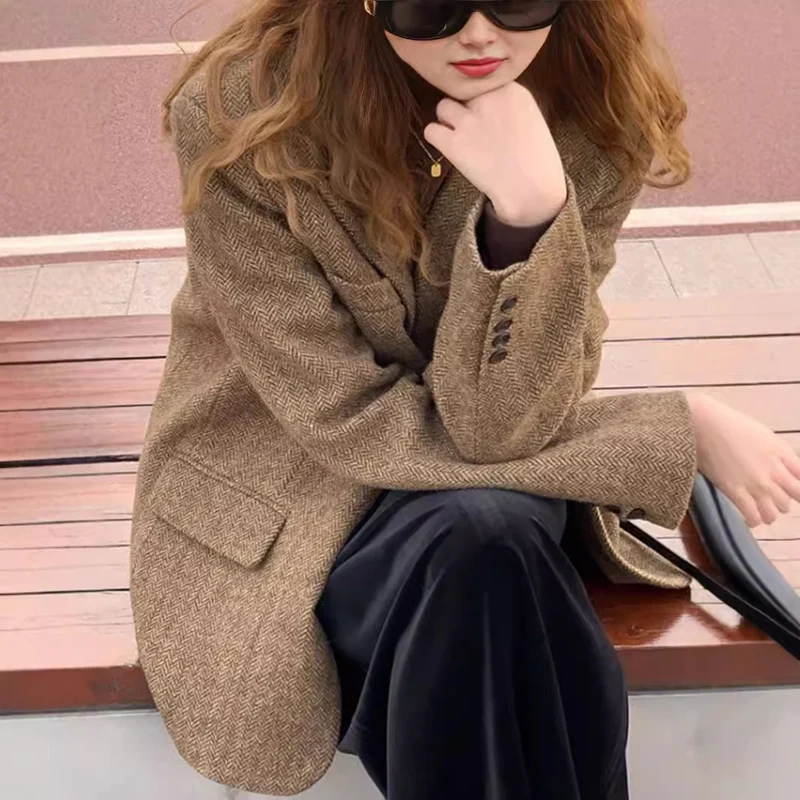 Damen Modischer Tweedblazer Nord Taschen
