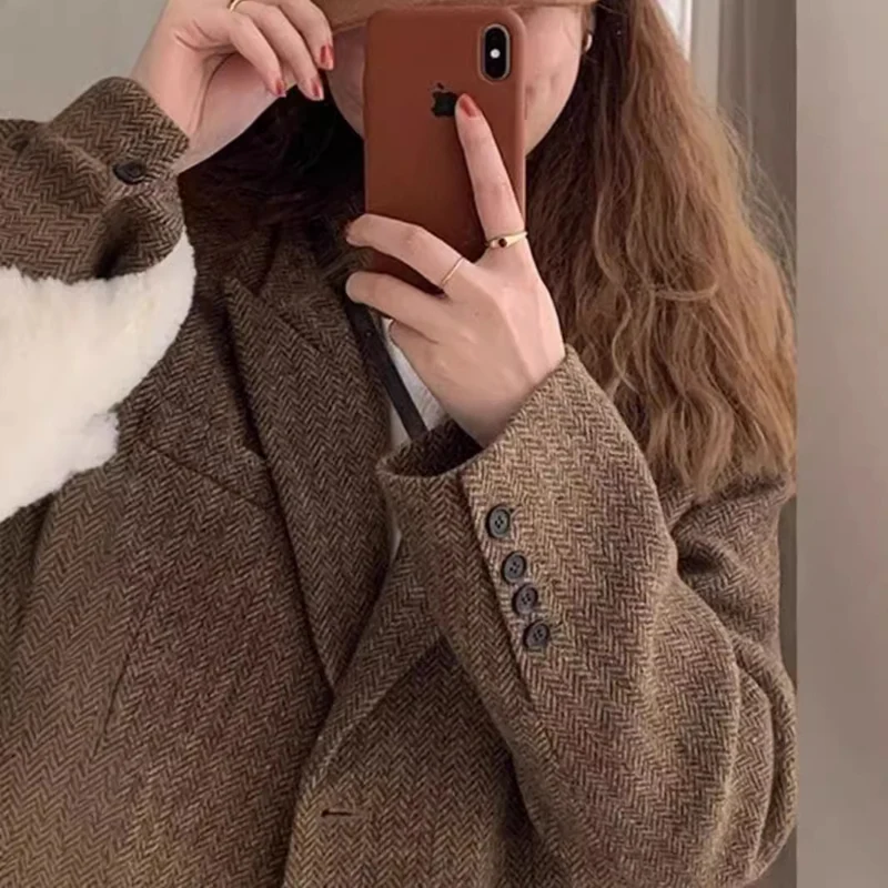 Damen Modischer Tweedblazer Nord Taschen