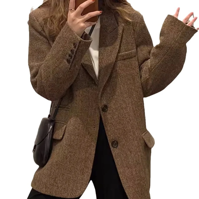 Damen Modischer Tweedblazer Nord Taschen