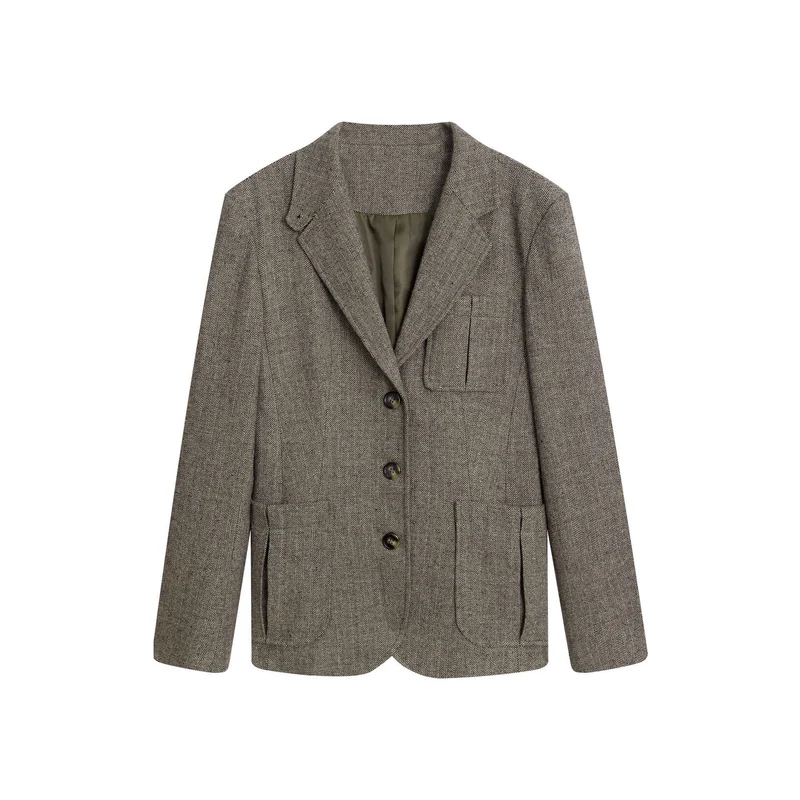 Damen Modischer Tweed Blazer Nord Taschen