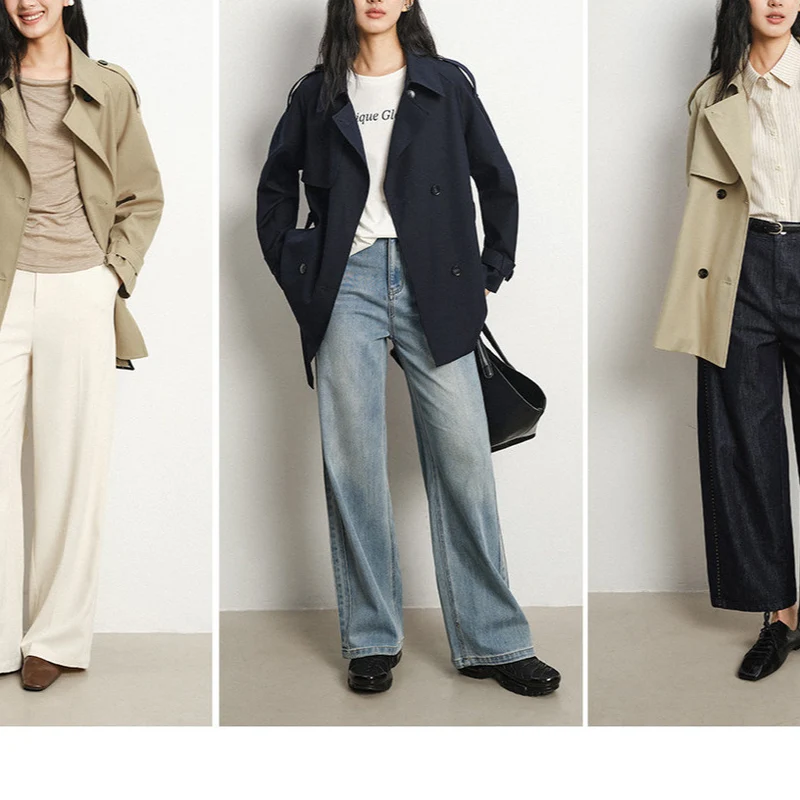 Damen Modischer Trenchcoat mit tailliertem Schnitt Nord Taschen