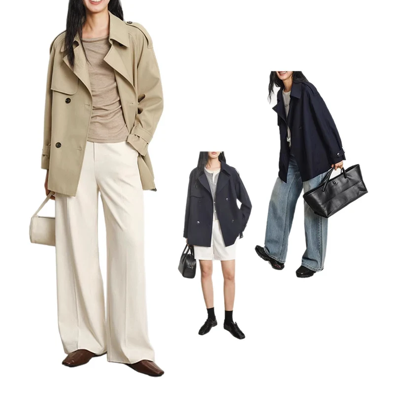 Damen Modischer Trenchcoat mit tailliertem Schnitt Nord Taschen