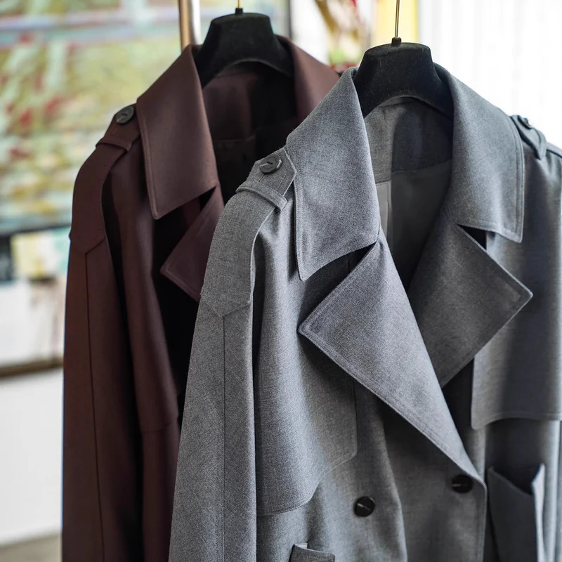 Damen Modischer Trenchcoat mit Taillengürtel Nord Taschen