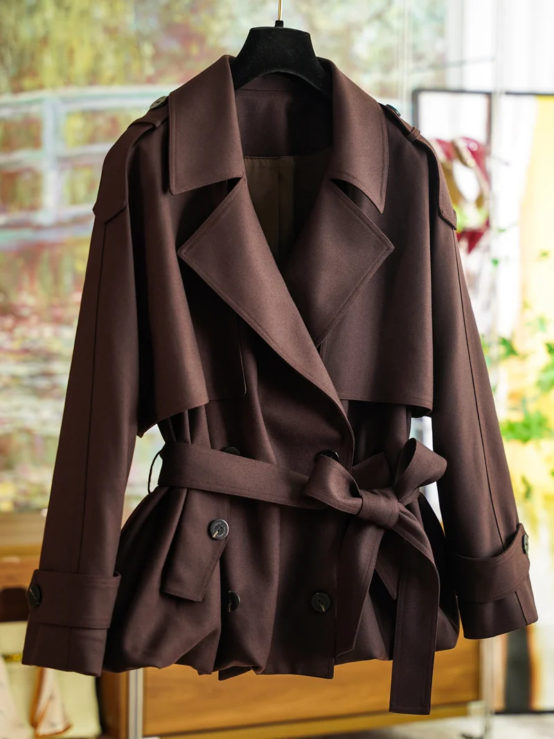 Damen Modischer Trenchcoat mit Taillengürtel Nord Taschen