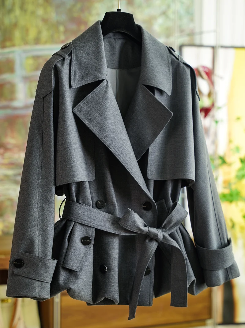 Damen Modischer Trenchcoat mit Taillengürtel Nord Taschen