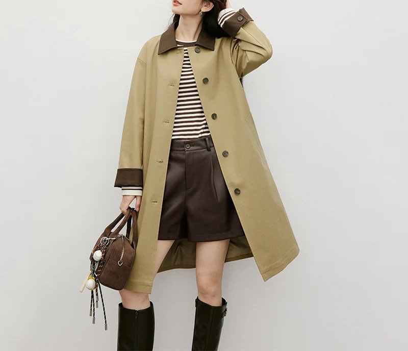 Damen Modischer Trenchcoat mit kontrastierenden Details Nord Taschen