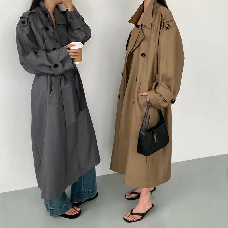 Damen modischer Trenchcoat mit doppelter Knopfleiste Nord Taschen