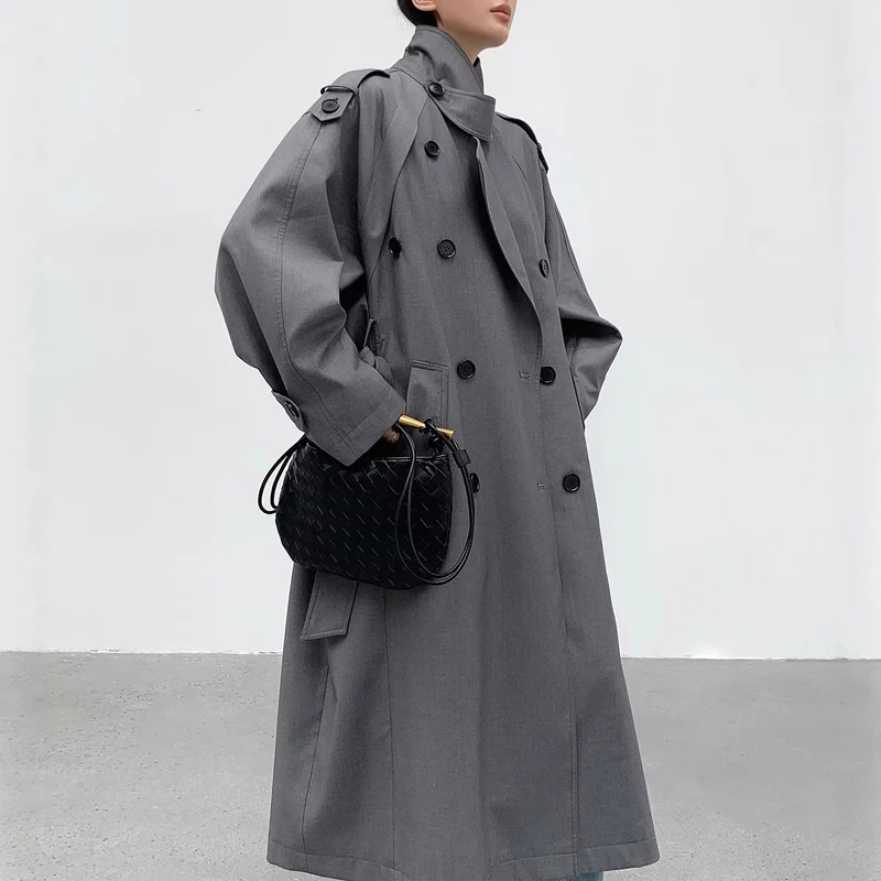 Damen modischer Trenchcoat mit doppelter Knopfleiste Nord Taschen