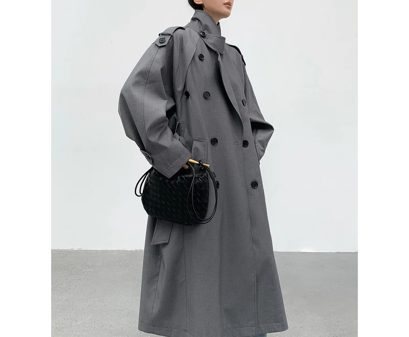 Damen modischer Trenchcoat mit doppelter Knopfleiste Nord Taschen
