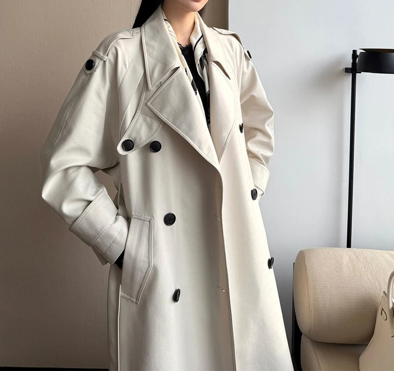 Damen modischer Trenchcoat mit doppelter Knopfleiste Nord Taschen