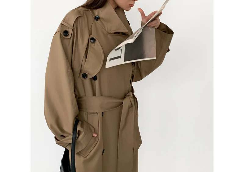 Damen modischer Trenchcoat mit doppelter Knopfleiste Nord Taschen