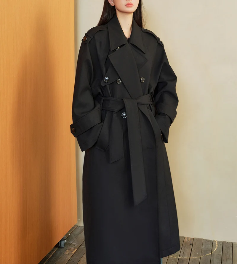Damen modischer Trenchcoat mit doppelter Knopfleiste Nord Taschen
