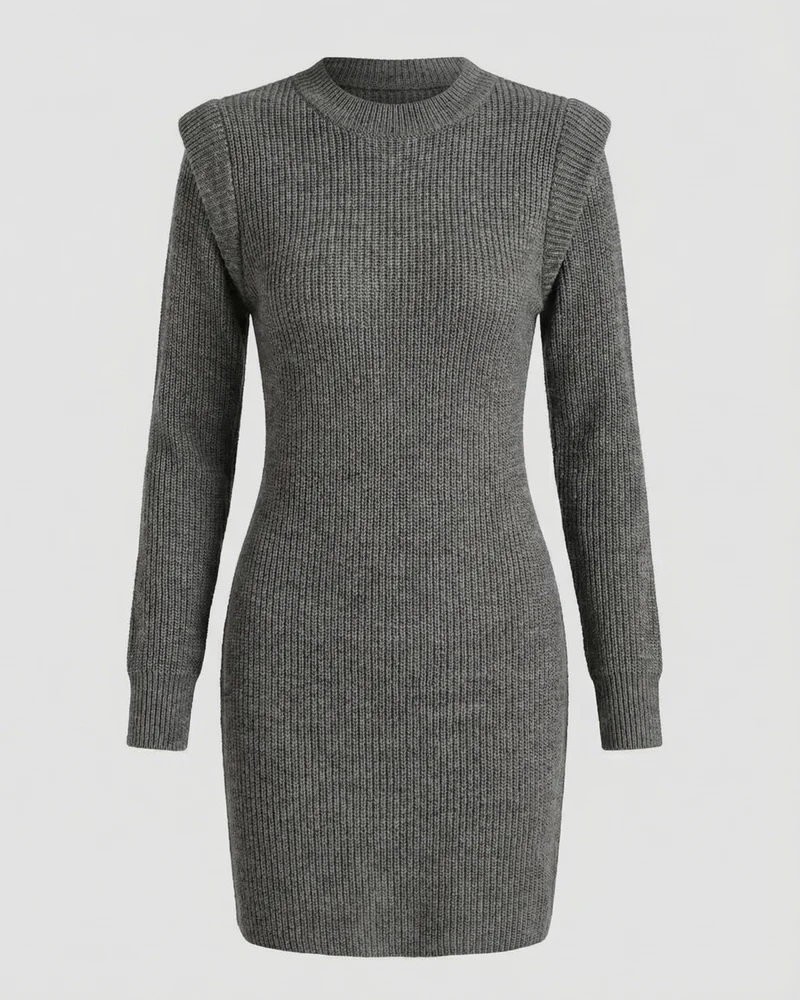 Elegantes Figurbetontes Strick Midikleid