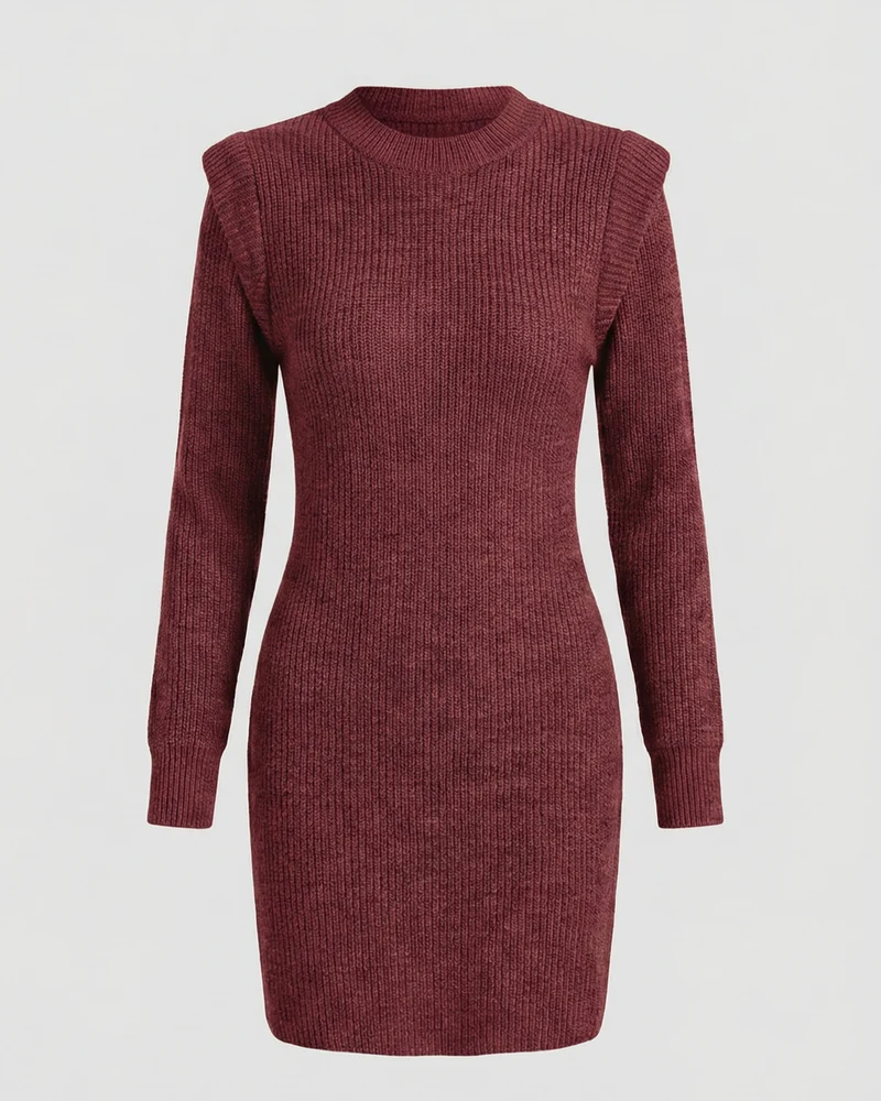 Elegantes Figurbetontes Strick Midikleid