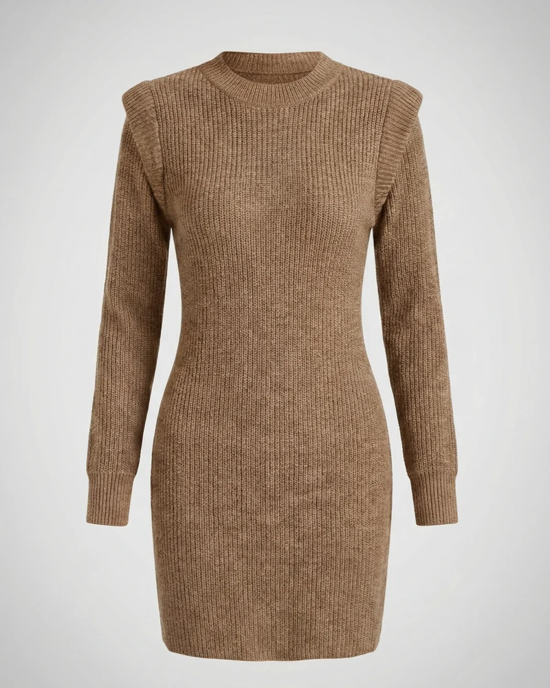 Elegantes Figurbetontes Strick Midikleid