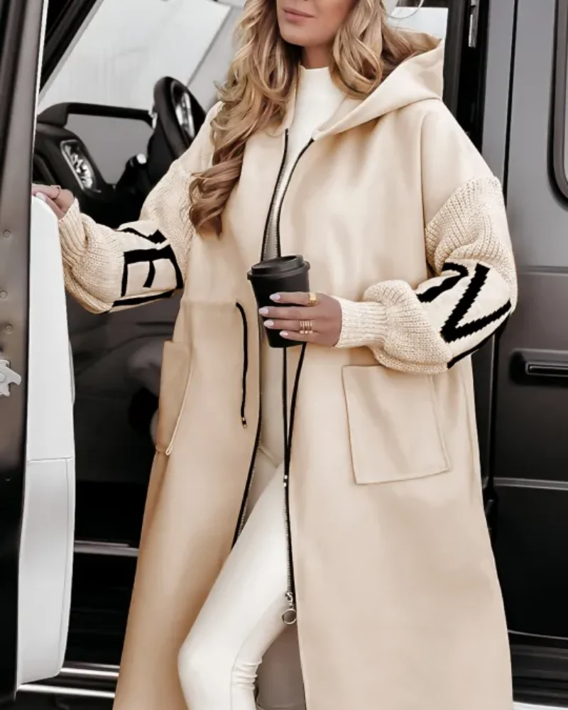 Lässige Kapuzenjacke mit Strickärmeln - Vittorelli