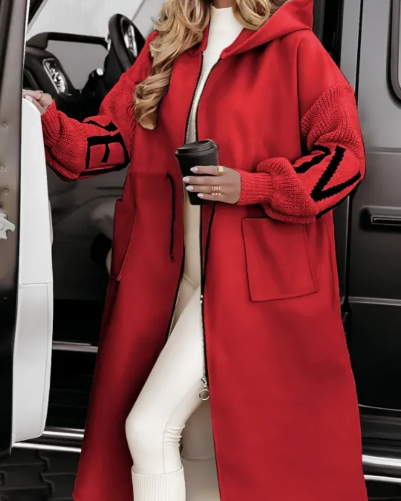 Lässige Kapuzenjacke mit Strickärmeln - Vittorelli
