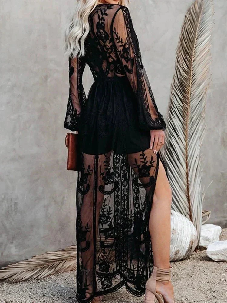 Elegantes und Fließendes Boho Spitzen-Maxikleid für Damen - Vittorelli