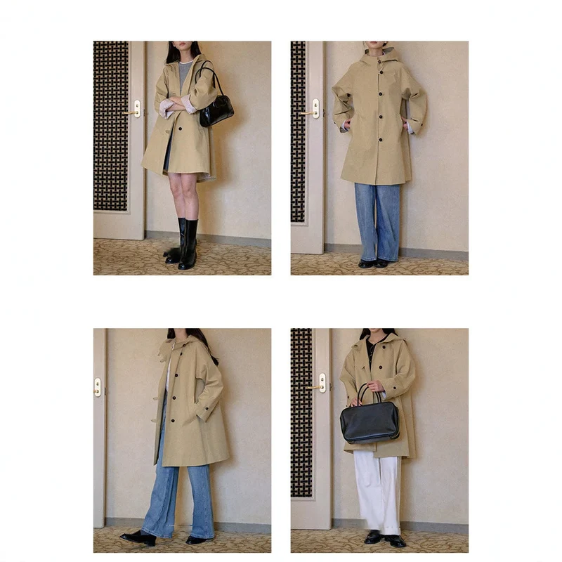 Damen Modische Übergangsjacke mit Kapuze Nord Taschen