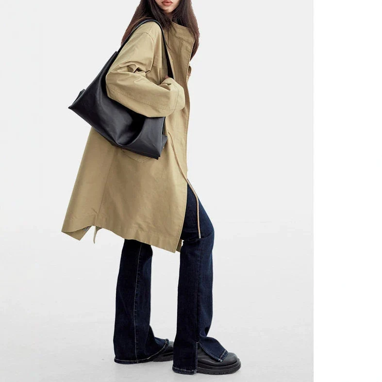 Damen Modische Übergangsjacke mit hohem Kragen Nord Taschen 1789268979