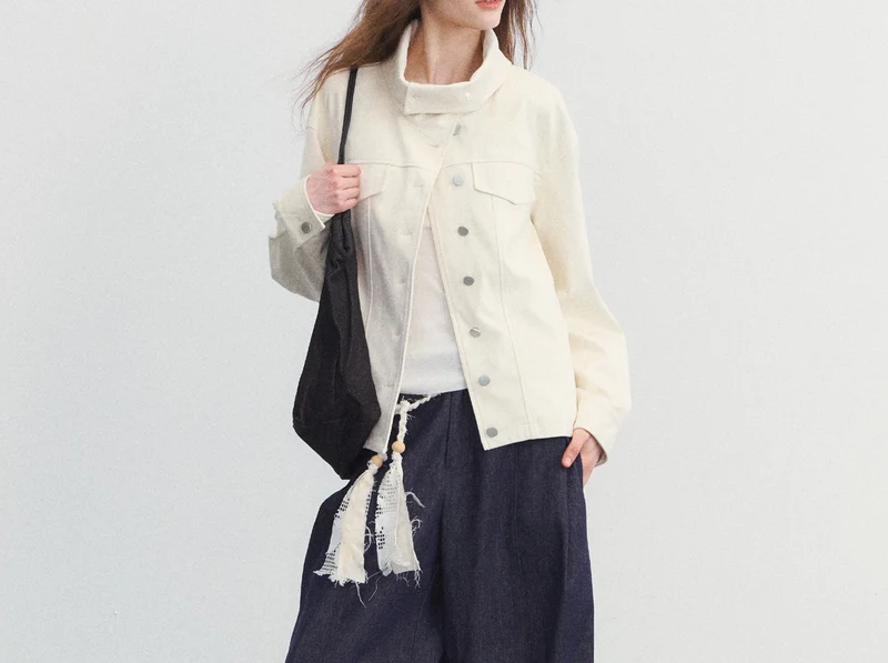 Damen Modische Übergangsjacke mit hochgeschlossenem Kragen Nord Taschen