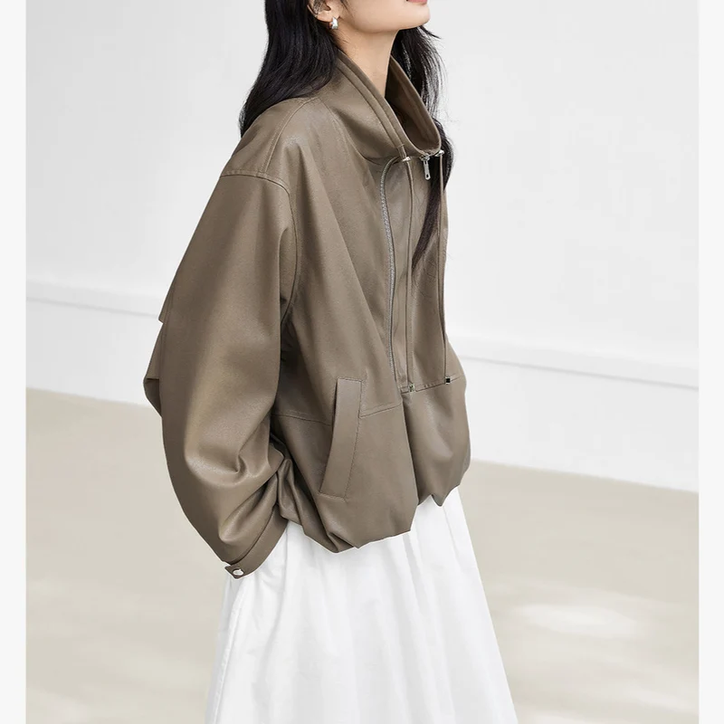 Damen Modische Blousonjacke mit hohem Kragen Nord Taschen