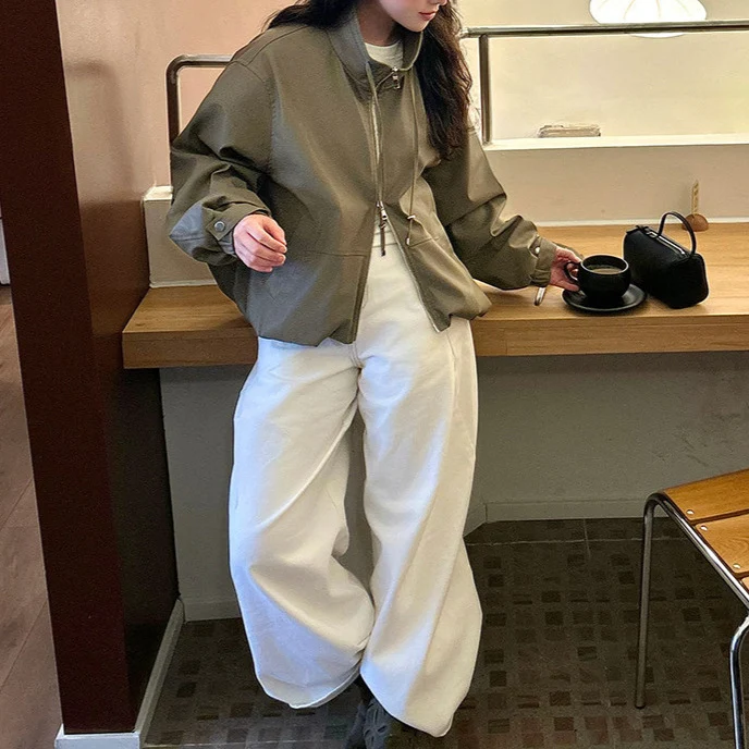Damen Modische Blousonjacke mit hohem Kragen Nord Taschen