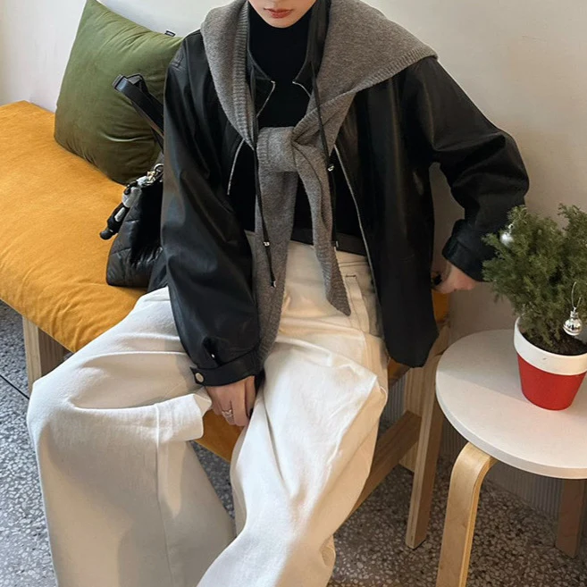 Damen Modische Blousonjacke mit hohem Kragen Nord Taschen