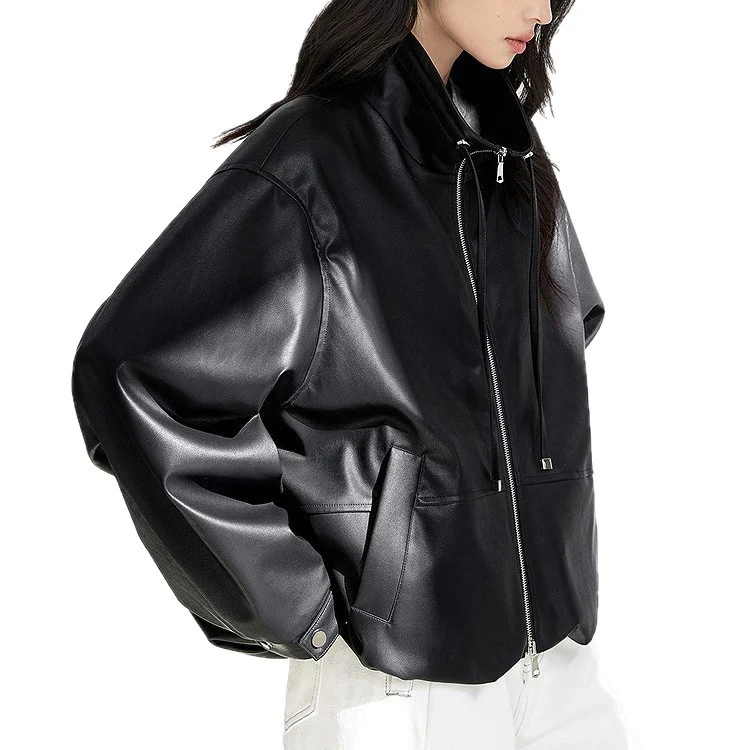 Damen Modische Blousonjacke mit hohem Kragen Nord Taschen
