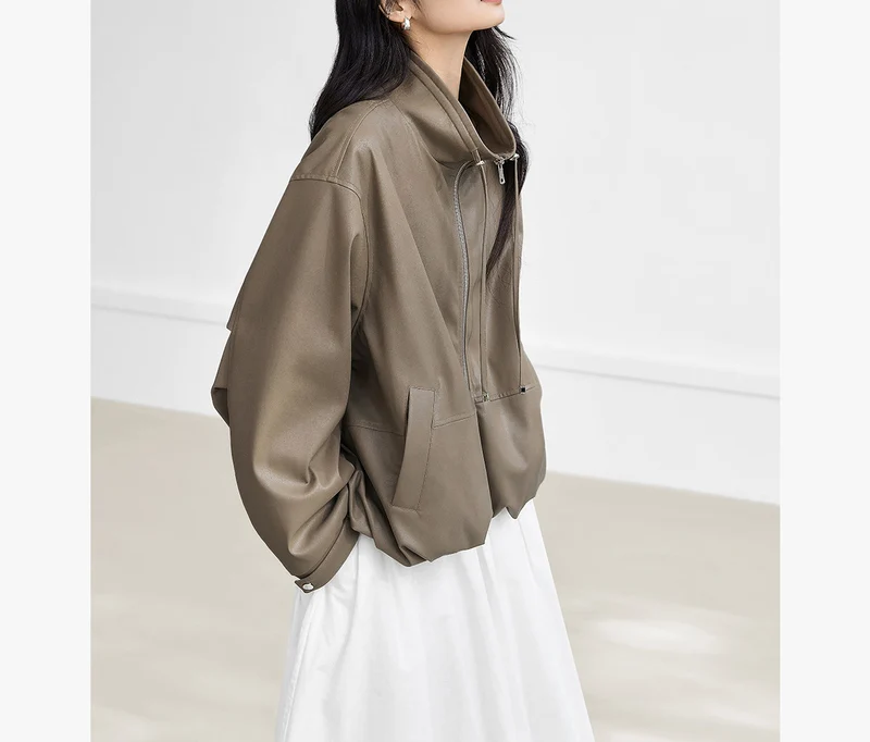 Damen Modische Blousonjacke mit hohem Kragen Nord Taschen