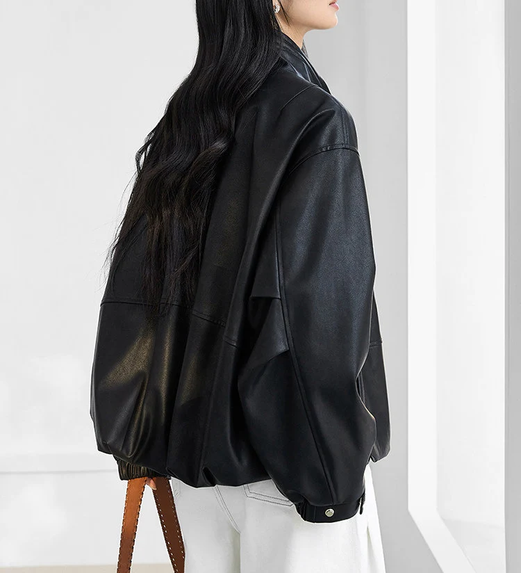 Damen Modische Blousonjacke mit hohem Kragen Nord Taschen